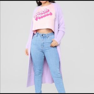 Fashion Nova lavender cardigan